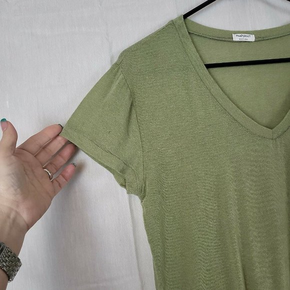 Hello Nite! Womens Olive Green Short Sleeve V Neck Basic T Shirt Size Small - Picture 3 of 7